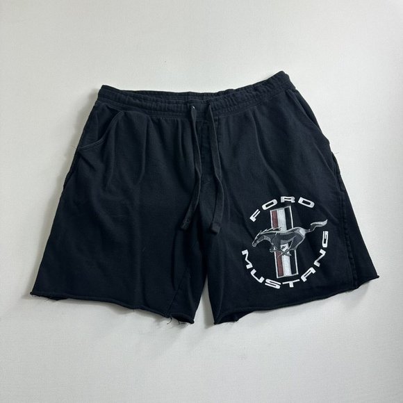 Ford Mustang Black Sweat Shorts Mens Size Large Official Licensed Product Fleece - Picture 1 of 7